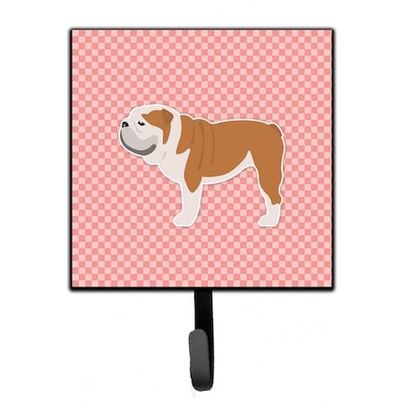 Carolines Treasures English Bulldog Checkerboard Pink Leash or Key Holder BB3662SH4